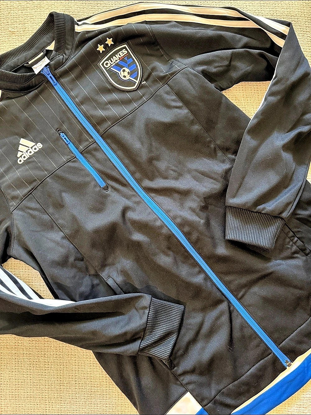 adidas San Jose Earthquakes MLS Track Jacket Men's Black & Blue Size Medium